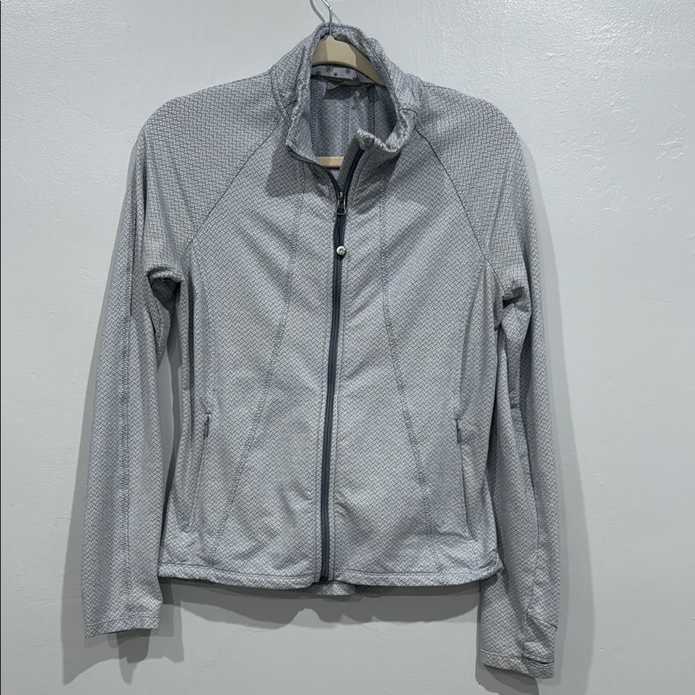 Athleta Women's Criss-Cross Hope Jacket Gray/White Jacket SZ:M